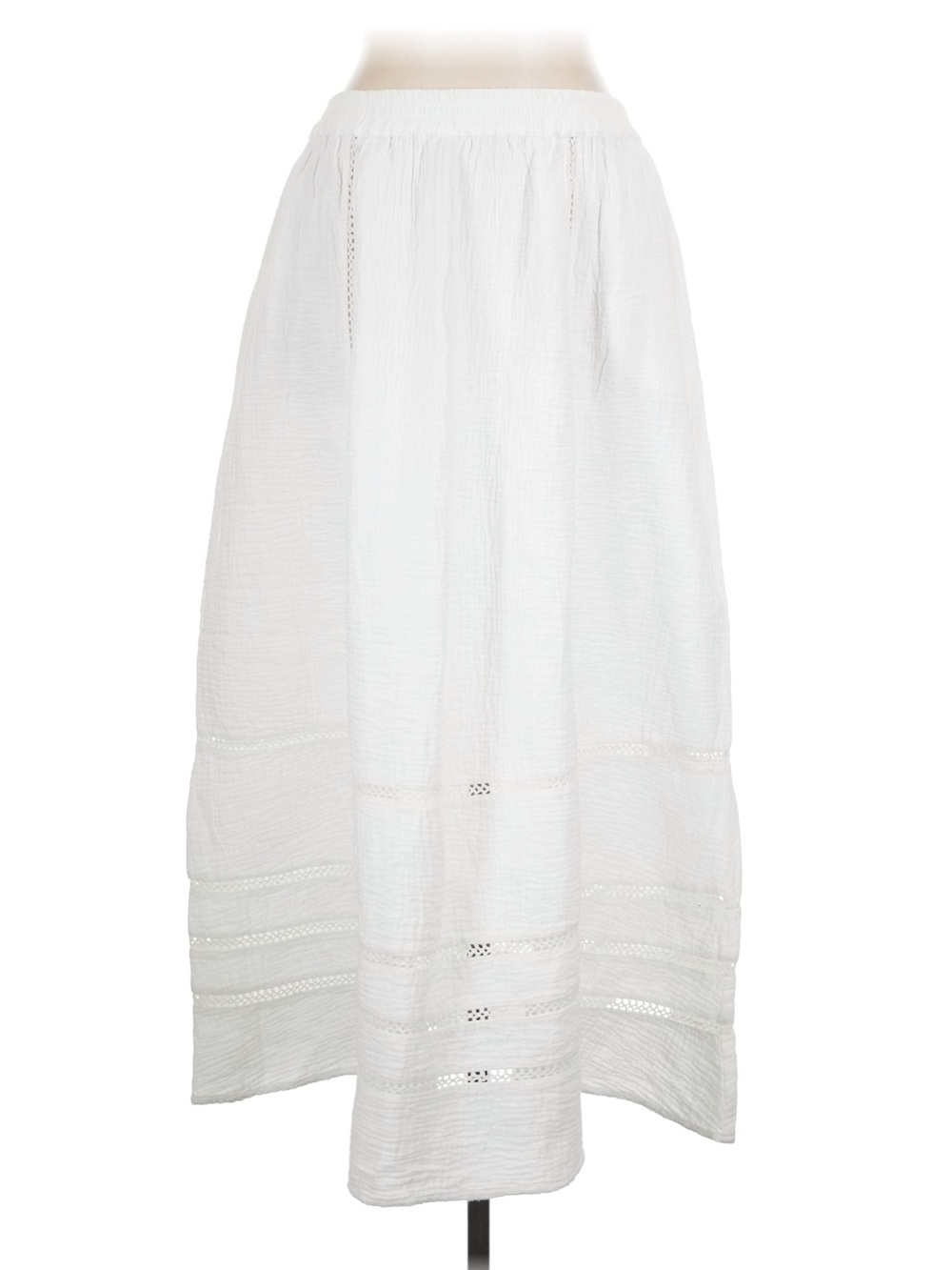 Echo White Cotton Maxi Skirt Crochet Detail Women’s Size Large Boho Cottagecore